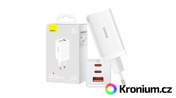 Baseus GaN5 Pro 2xUSB-C + USB (65W)