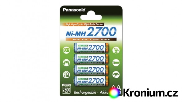 Panasonic 2700 mAh nabíjecí baterie AA NiMH 4ks
