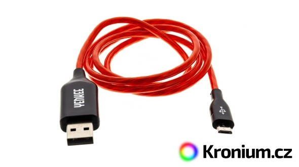 Kabel micro-USB 100 cm svítící