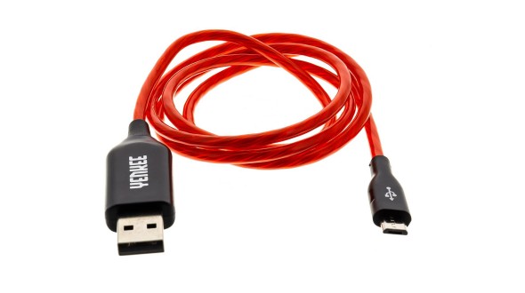Kabel micro-USB 100 cm svítící - červená