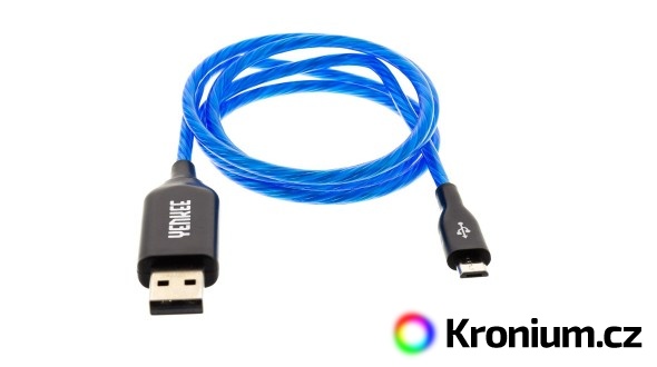 Kabel micro-USB 100 cm svítící