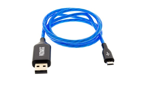 Kabel micro-USB 100 cm svítící - modrá