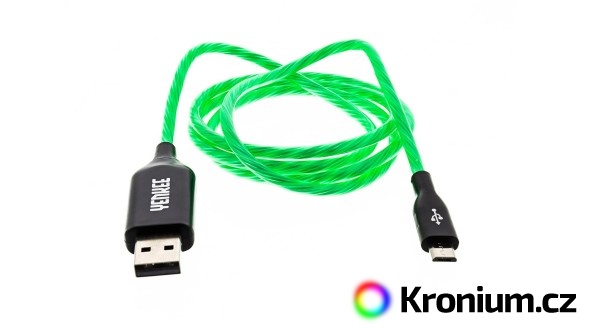 Kabel micro-USB 100 cm svítící