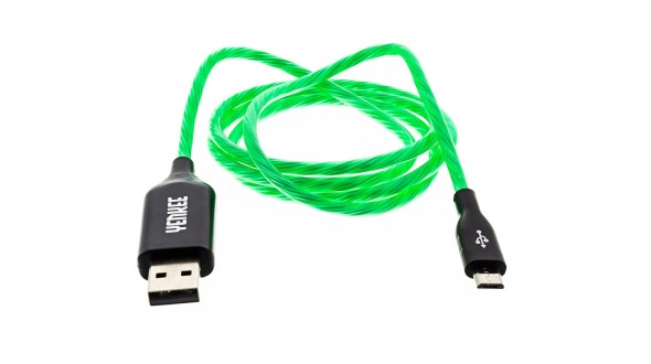 Kabel micro-USB 100 cm svítící - zelená