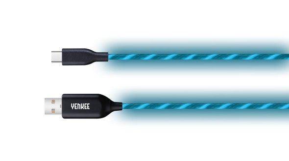 Kabel USB-C 100 cm svítící - modrá