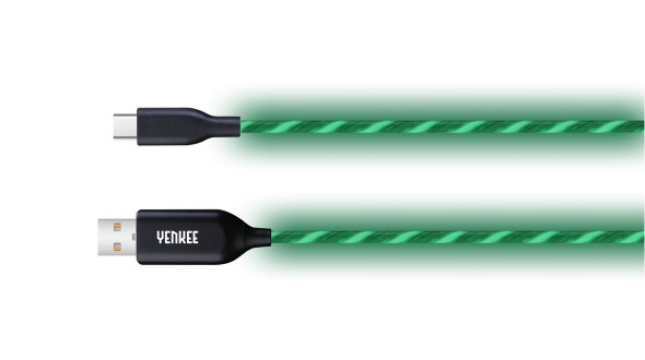 Kabel USB-C 100 cm svítící - zelená