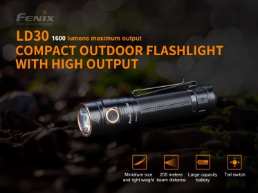 LED svítilna Fenix LD30 + USB aku 3400 mAh