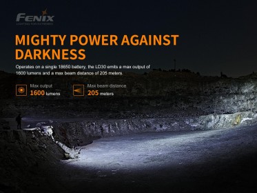 LED svítilna Fenix LD30 + USB aku 3400 mAh