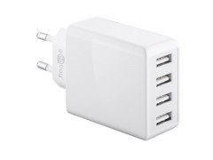 Čtyřkanálový síťový USB adaptér (celkem 6000 mA, 30W) - bílý