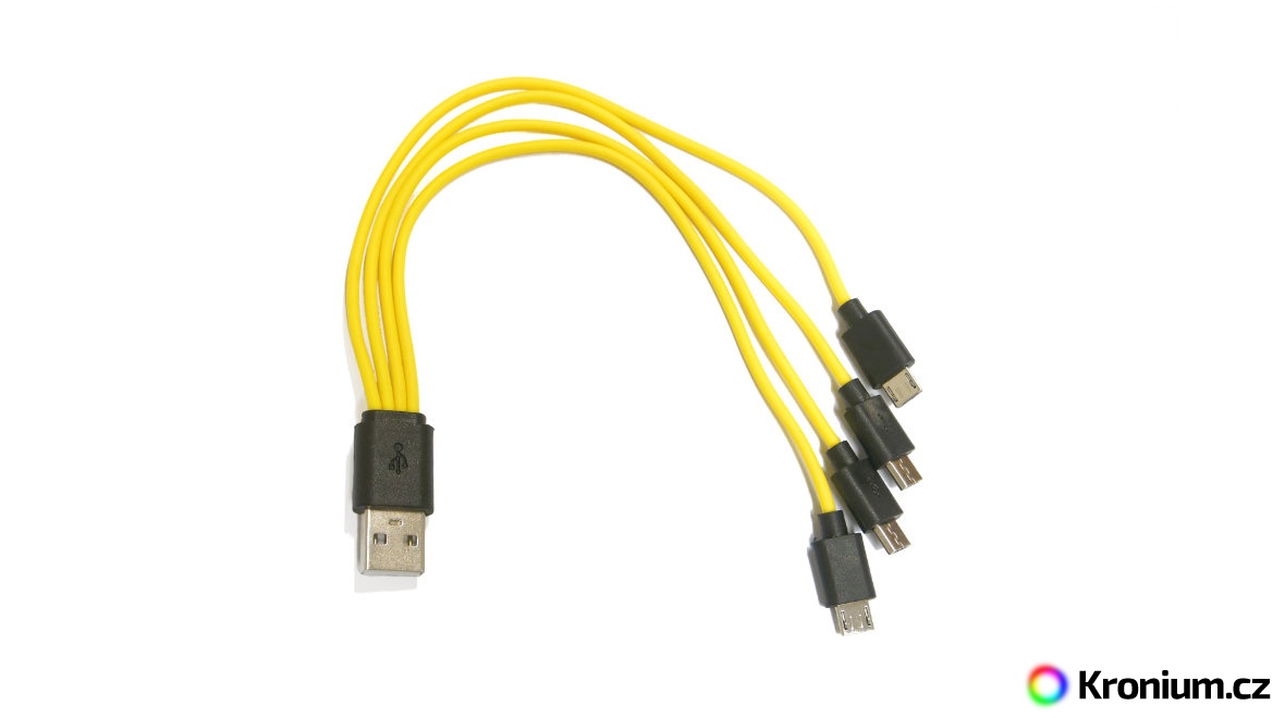 Čtyřnásobný nabíjecí micro USB kabel - LED svítilny a čelovky Kronium.cz