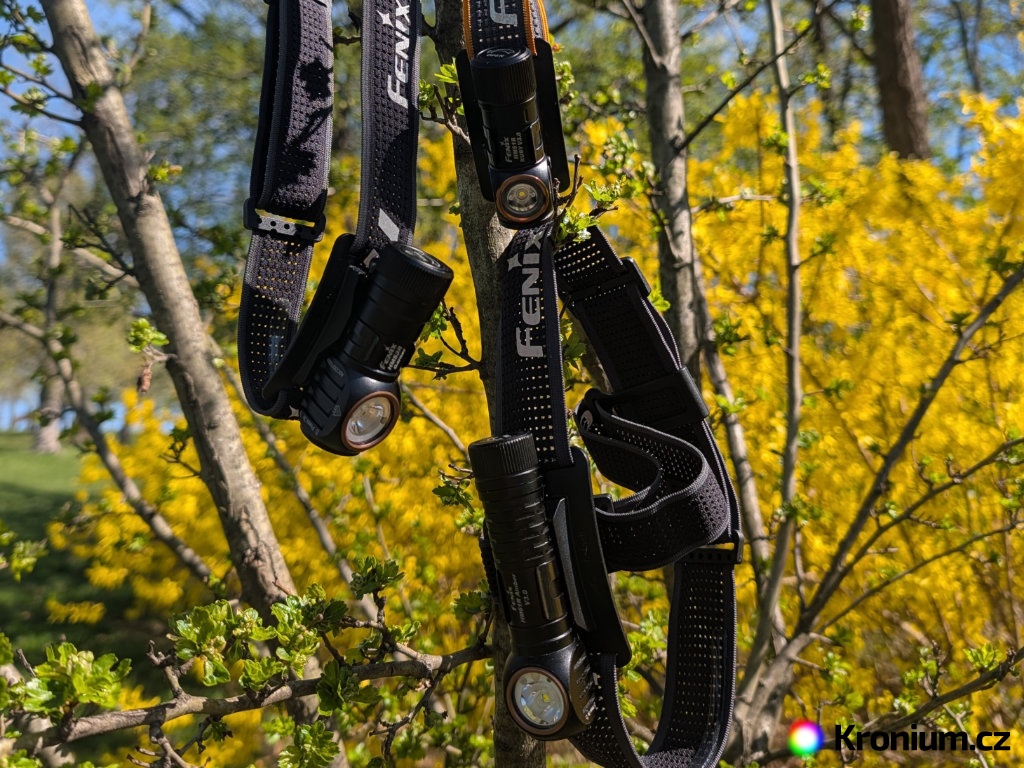 Porovnání velikosti čelovek Fenix HM61R Amber, HM53R Garnet a HM51R Ruby